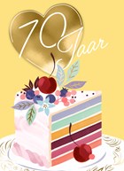 verjaardagskaart voor 70 jaar met cake